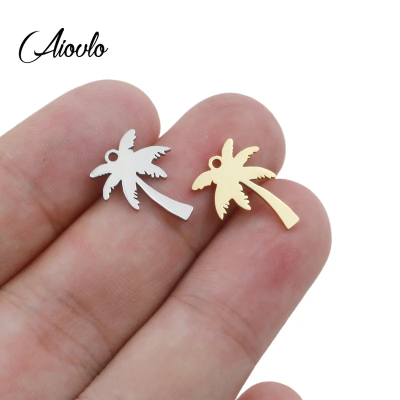 

5pcs/lot 14x17mm Pendant Palm Tree Tree Stainless Steel Coconut Palms Charm Pendants for Jewelry Making Coconut Tree Pendants