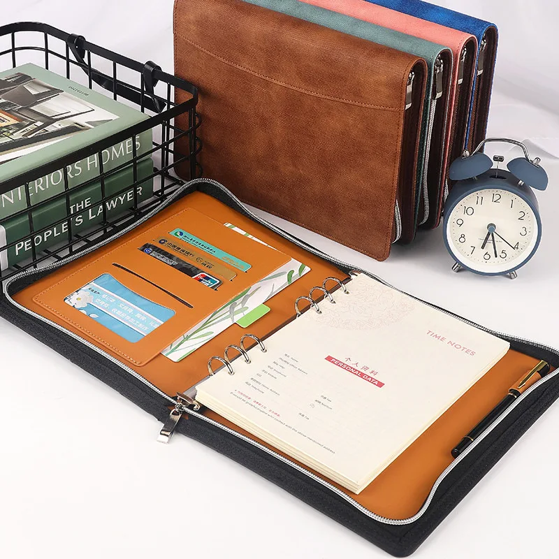 

A5 Exquisite Premium Leather Business Zipper Bag Office Loopbook Insert Book Notebook Planner Gift