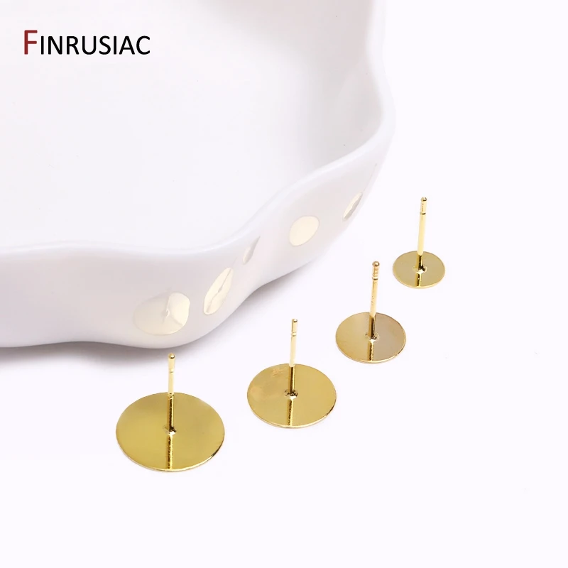 Jewelry Findings 18k Gold Plated Copper Post Earring Base Earring Studs Blank DIY Earrings Accessories Jewellery Making Supplies