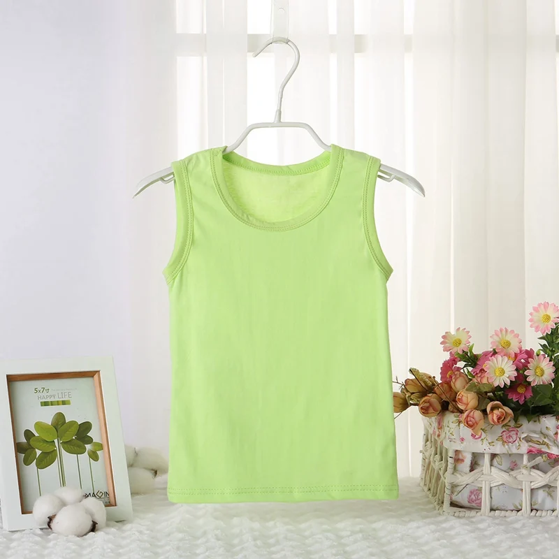 2-9T summer children vest kids girls boys solid color tops sleeveless undershirts tees shirts white cotton breathable T shirt kids tops