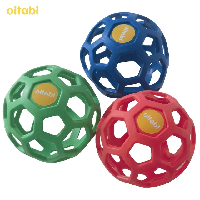 Oitabi Dog Chew Toy Natural Rubber Puzzle Ball Dog Geometric