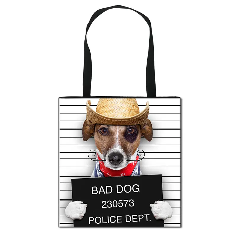 tote bag	 Funny Bad Dog with Girls Women Handbag Fashion Shopping Bag Ladies Travel Bag Big Capacity Totes Bulldog Pug  Shoulder Bags large wristlet Totes