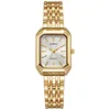 Women Watches Business Luxury Ladies Fashion Quartz Watch Simple Scale Square Quality Gold Plated Stainless Steel Folding Clock 1