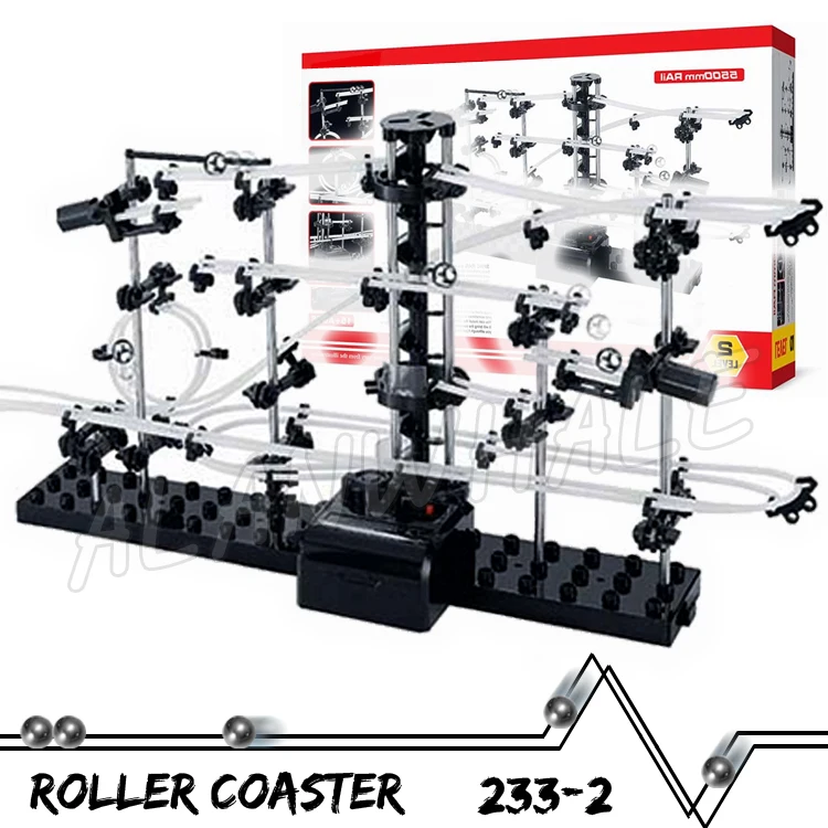 

550 см рельсовый Уровень 2 мраморный лабиринт американские горки Электрический Лифт модель здания для мальчиков образовательные наборы вращающийся шар скульптура