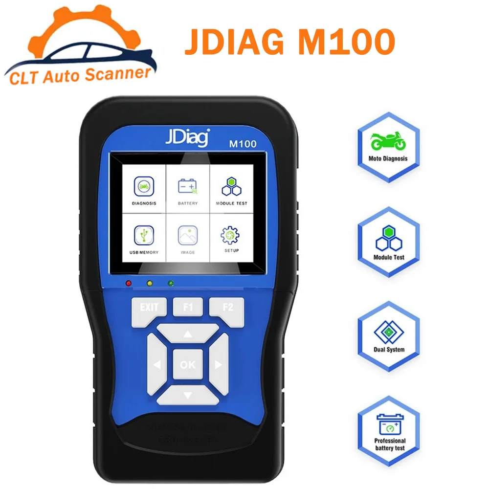 

Original JDiag M100 Motorcycle OBD2 Scanner Diagnostic Tool 2in1 Universal Motorbike Battery Tester Free Shipping
