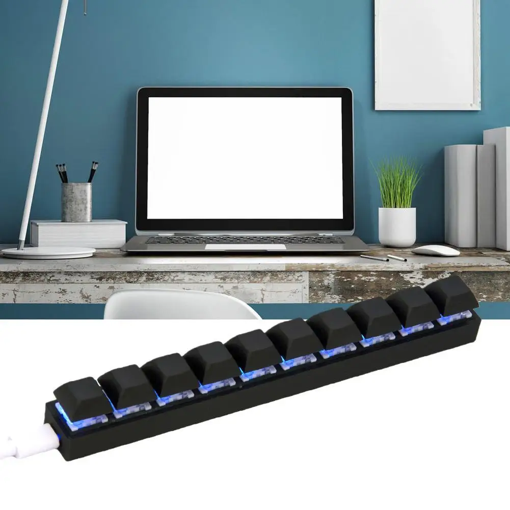 맞춤형 미니 USB 유선 키보드, DIY 단축키 키보드, 블랙 USB 프로그래밍 가능 매크로 기계식 키보드, PC E0Z6 용, 10 키