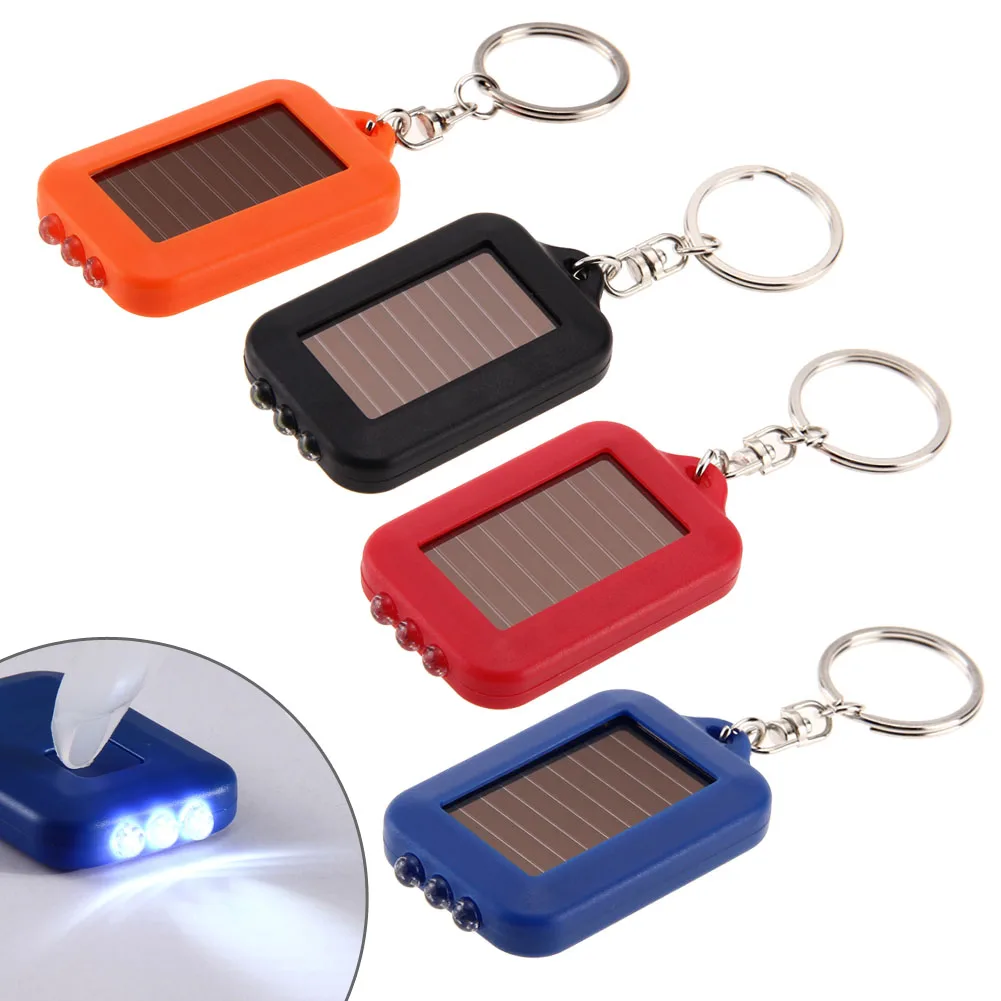 

LED Keychain Flashlights Pocket-sized Emergency Light Torch Solar Flashlight Self-defense Mini Flashlight Key Ring Light