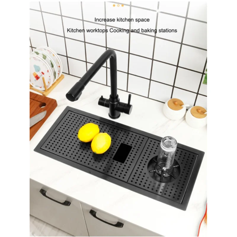 Hidden Cup Washer Sink Nano Bar Coffee Shop MilkTea Shop Western Kitchen Mini Handmade Basin Single Slot Cabinet With Sinks