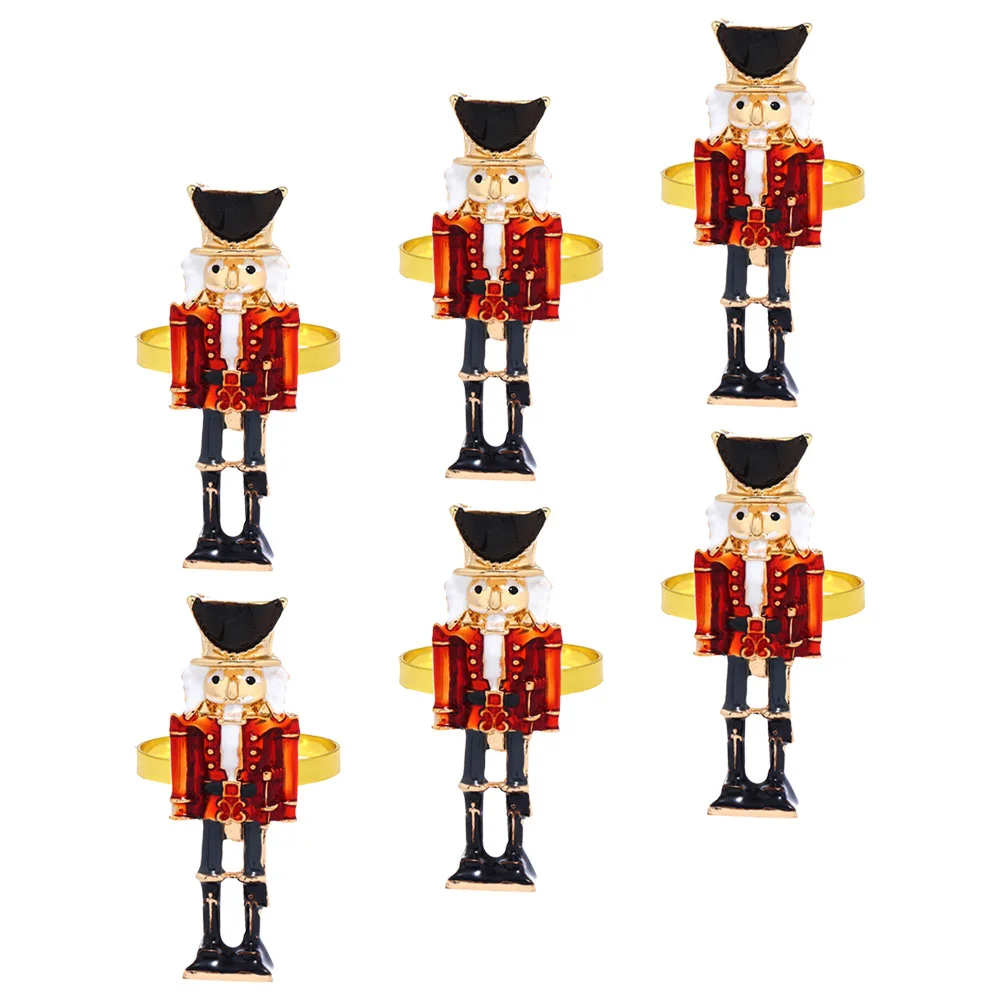 

Metal Nutcracker Napkin Rings Soldier Table Holder Rings for Christmas Holiday New Year Wedding Party Table Decoration