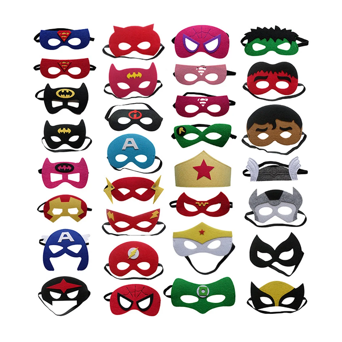 Face Mask 32pcs/kit Superhero Mask Cosplay Christmas Halloween Kids Adult Carnival Party Props Children's Birthday Masks Masquerade Gifts