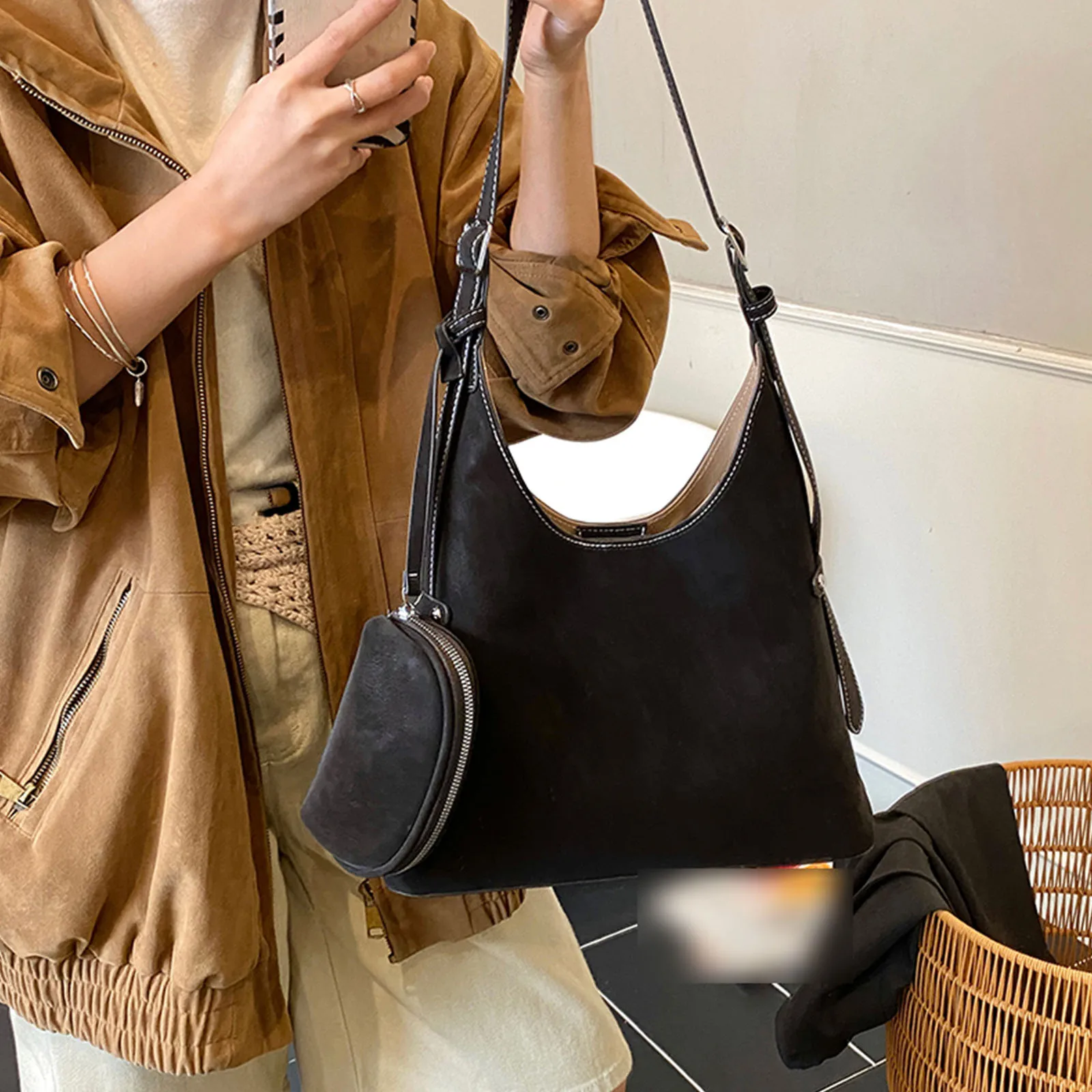 Women PU Leather Underarm Shoulder Bag with Adjustable Strap Shoulder Crossbody Bag Large Capacity Shoulder Bag for Work Travel