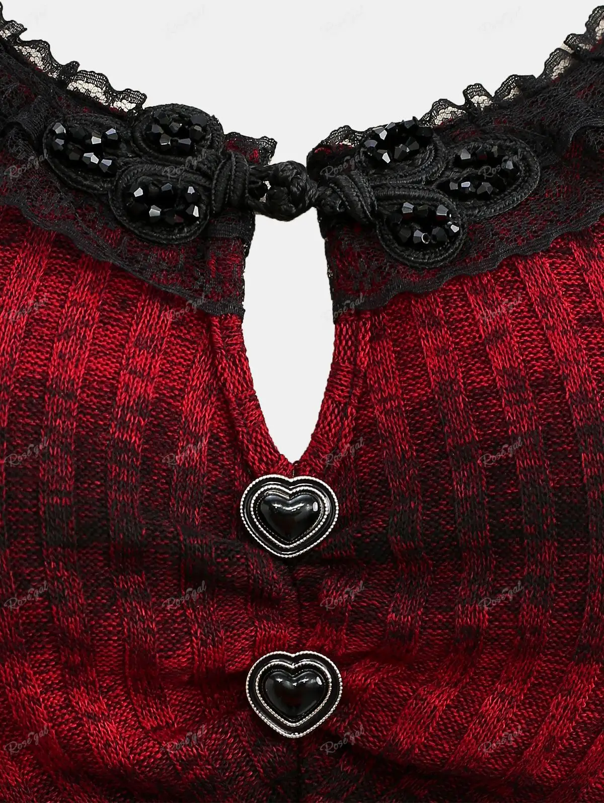 Plus Size Valentine's Day Patchwork Frog Button Heart Lace Trim