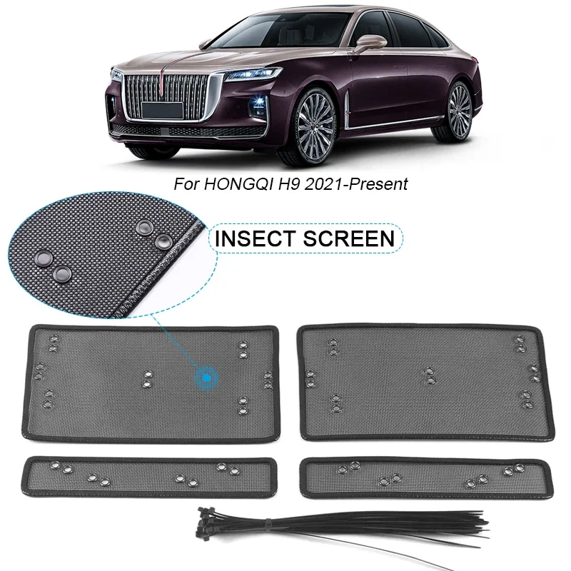 

4pcs Car Insect-proof Air Inlet Protection Cover For HONGQI H9 2021-2025 Insert Vent Racing Grill Filter Net Auto Accessories