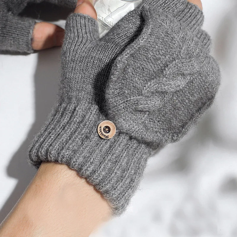 Fingerless Gloves Unisex Wool Knitted Winter Warm Finger Free Touchscreen Men Women Exposed Finger Mittens