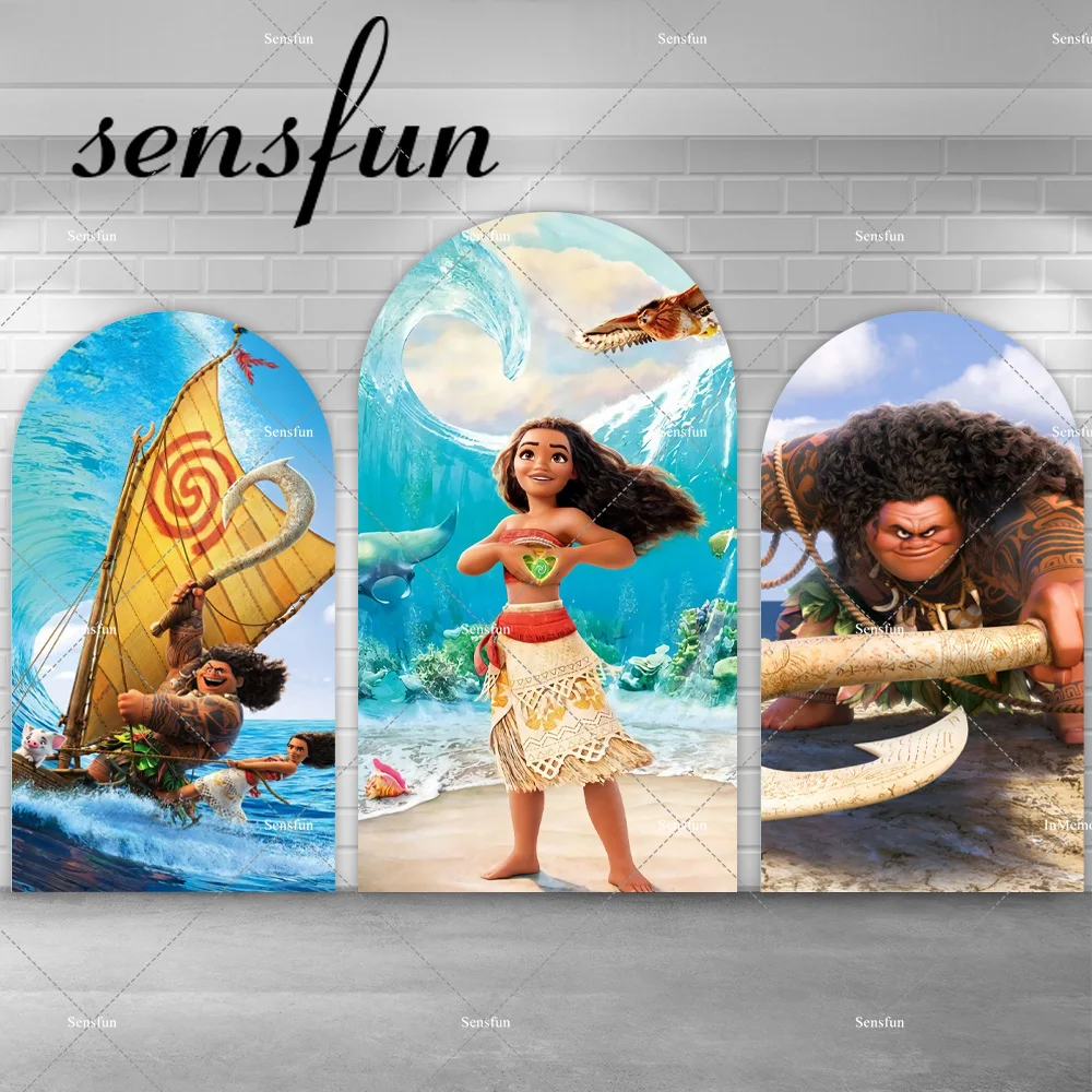 Moana Arch Fondale Cover Ragazze Festa Di Compleanno Sfondo Waialiki Maui Vaiana Cake Table Cover Decor Chiara Banner Doubleside