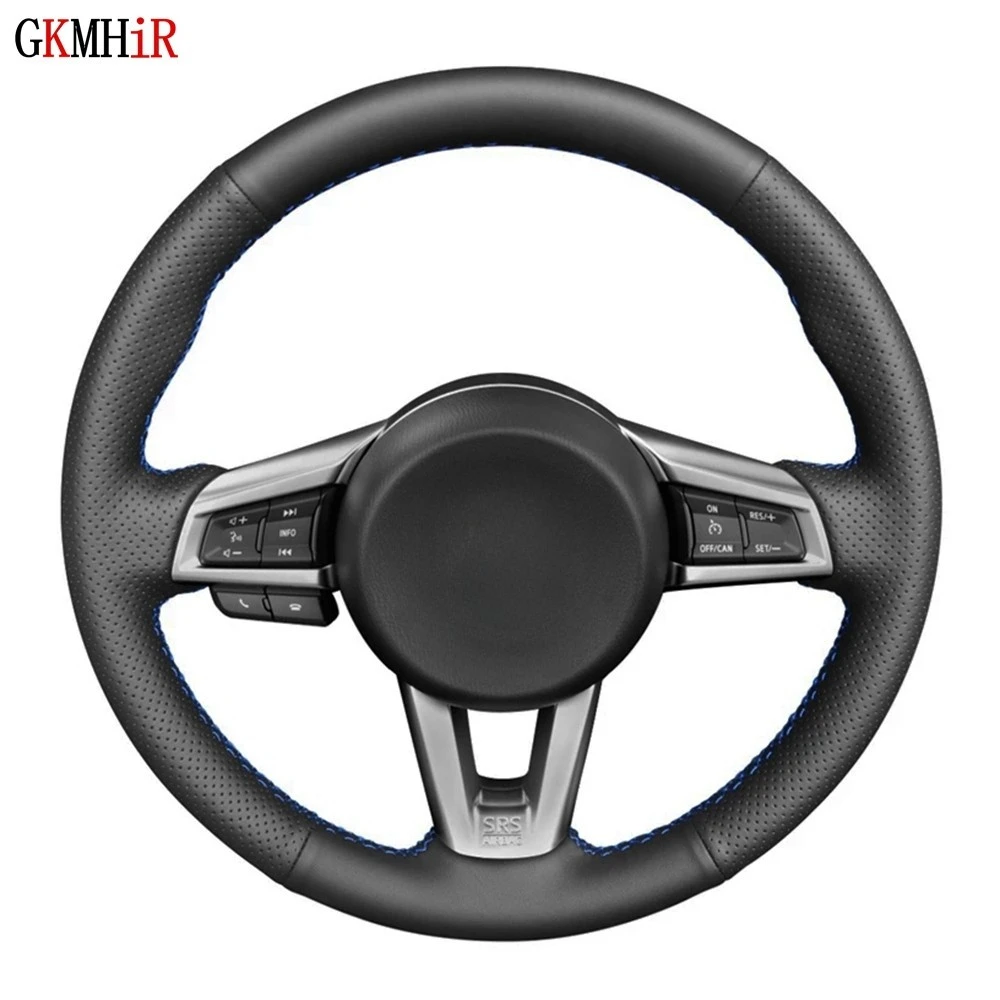 

Сшитая вручную Нескользящая черная искусственная кожа для Mazda MX5 чехол рулевого колеса автомобиля 2016 2017 2018 2019