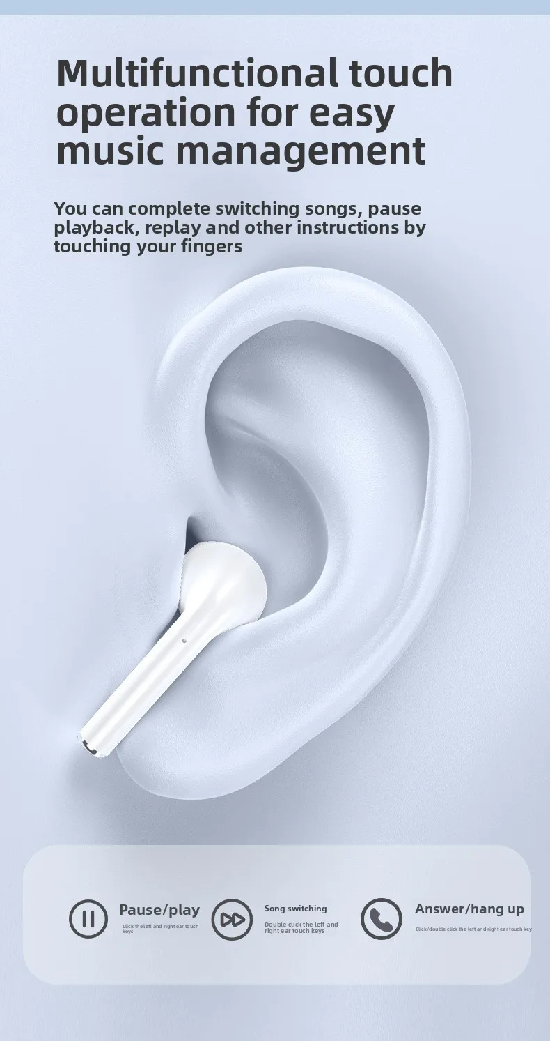 Wireless Bluetooth Headphones 5.3 half-in-ear, large-capacity, long-lasting ster