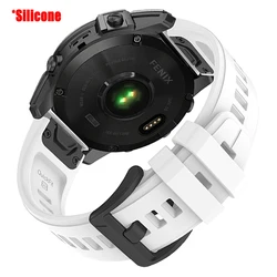 Premium Leather & Silicone Strap for Garmin Smartwatches - QuickFit Sports Band (White)
