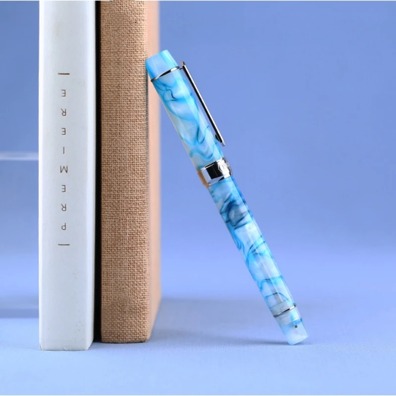 PENBBS 355 Fountain Pen With Piston Filler - Resin Body, Stainless Steel Fine Nib, Chromed Trim