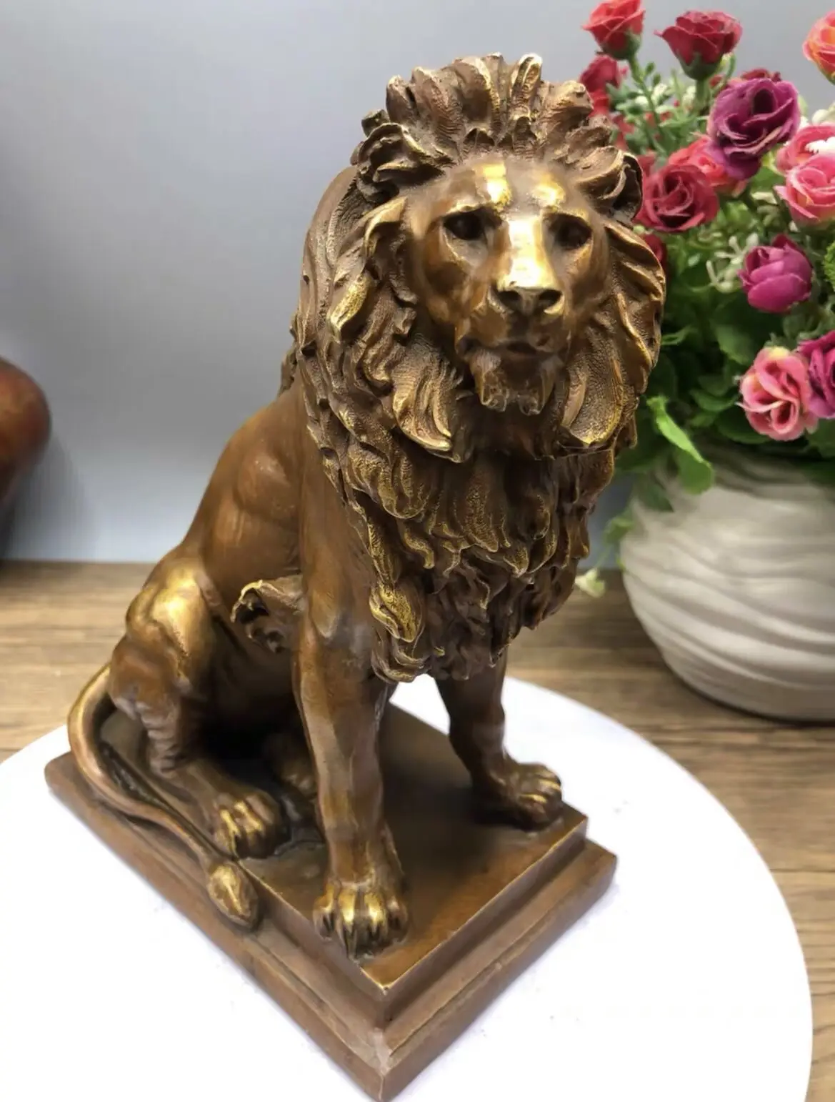 

Бронзовая статуя животных из художественной коллекции, скульптуры льва ручной работы, металлические украшения