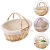 Picnic Basket Small Wicker with Handle Table Storage Baskets Flower Girl Ivory Woven Hanging 1