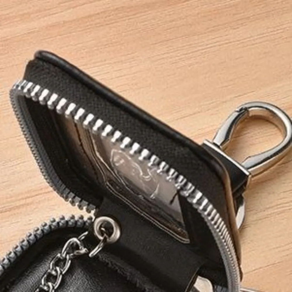 Sleek Leather Zipper Pouch: Multifunctional Key and Coin Holder