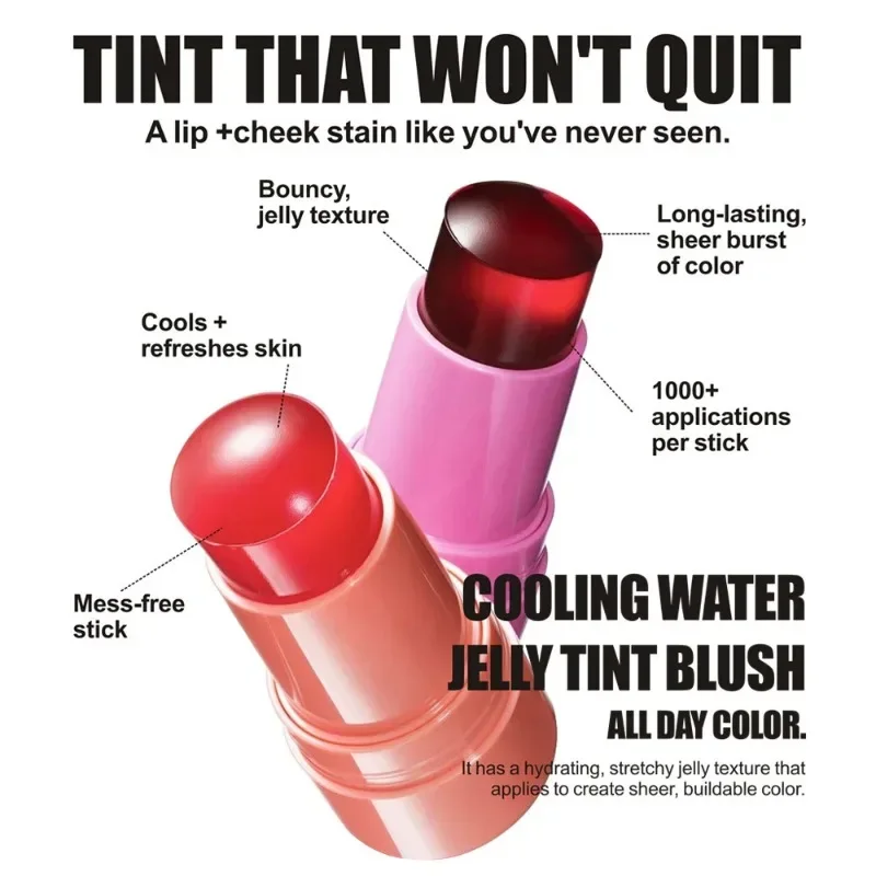 Milk Makeup Blush Stick Lip Tinted Cooling Water Jelly Tint Jelly Blush Stick Watercolor Multi-Use Matte Blush Makeup 5