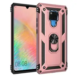 Luxury Shockproof Magnetic Ring Car Holder Case - Soft Protective Cover for Huawei Mate 20X 5G (Rose gold)
