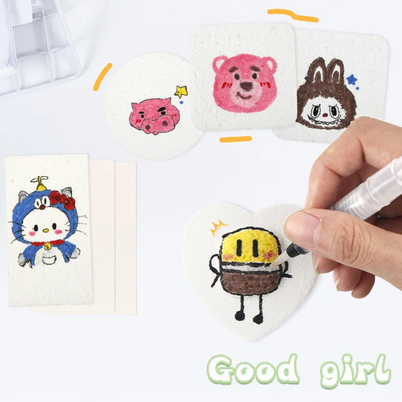 10 PCS 3D 스테레오 폼 질감 그림 DIY 수제 그림 나무 패들 스폰지 크리 에이 티브 빈 드로잉 보드