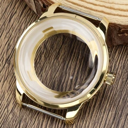 Stainless Steel Watch Case with Bubble Glass and Transparent Back in Silver - NH35 NH36 NH38 (Gold 40MM Case)
