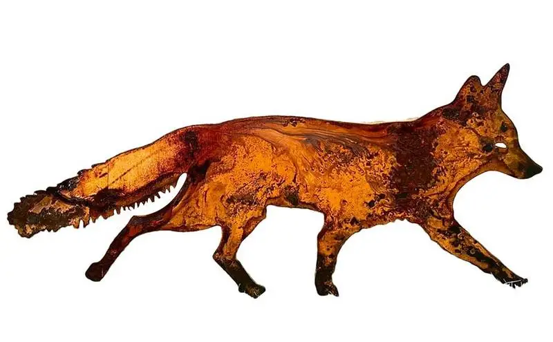 

Animal Garden Stakes Metal Realistic Fox Art Garden Decoration Durable Sneaky Rustic Garden Fox Statue For patio lawn garden