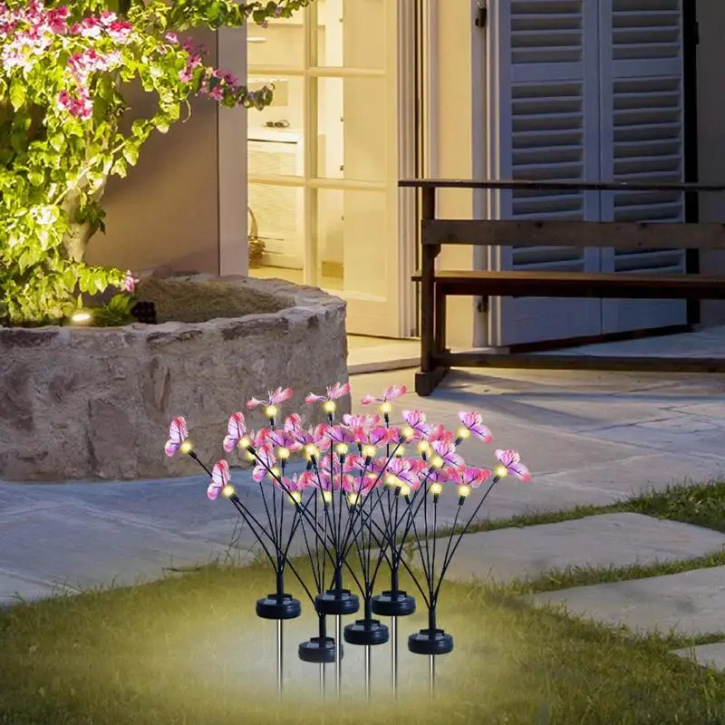 Butterfly Solar Lights Outdoor Butterfly Lamp Firefly LED Lights 2 Pieces Lawn Light Solar Power Landscape Light Outdoor 7 Light 3