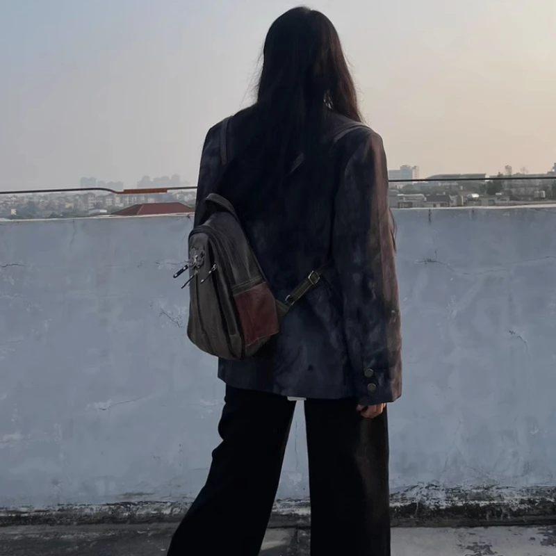 Star Patchwork Zipper Retro Backpacks Japanese Vintage Women Students Backpack All Match Casual Schoolbags Y2k Aesthetic Fashion 6