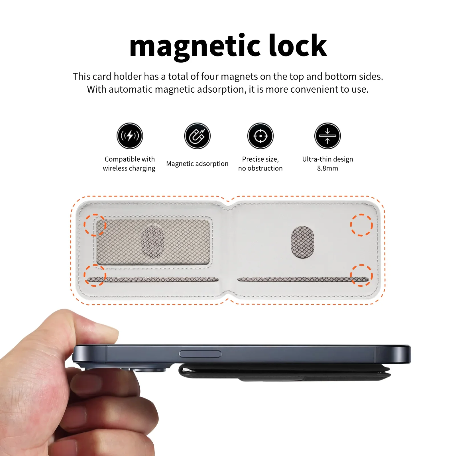 Leather Magnetic Card Holder with RFID Protection