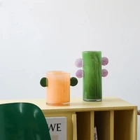 Gradient Colorful Glass Vase Countertop Transparent Flower Pot Desk Decoration Flower Arrangement Vase Room Aesthetic Decoration 2