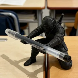 3D Printed Ninja Pen Holder - Unique Desk Decor and Stationery Organizer (1pc Black)