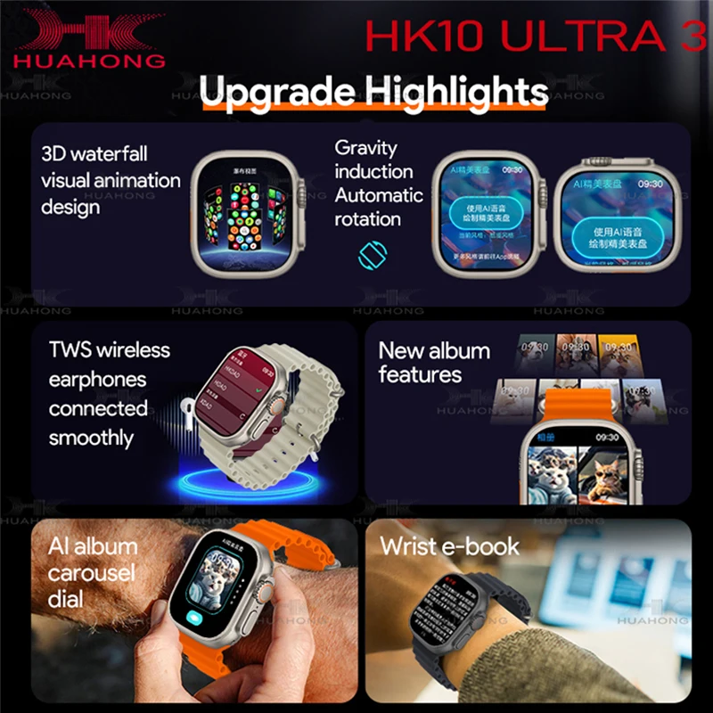 Original official HK9 Ultra2 Max Watch Men AMOLED Screen ChatGPT BT Call 2GB ROM Sports Watches GPS HK9 Pro Max Smartwatch Men 5