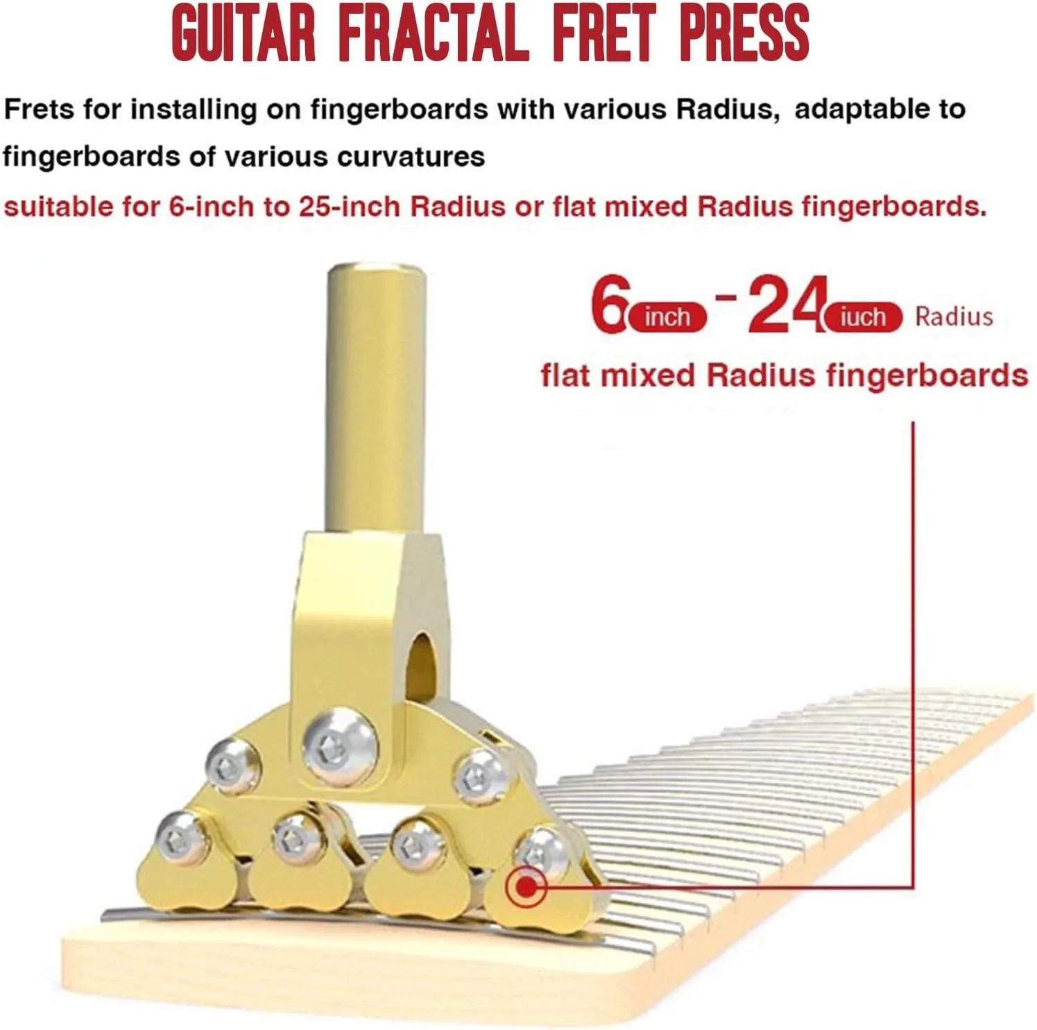 Guitar Fractal Fret Press Tool Guitar Fractal Pusher Luthier Repair Tool Various Radius Fret Board Curvatures Acoustic guitar repair tool guitar accessories guitar neck tool