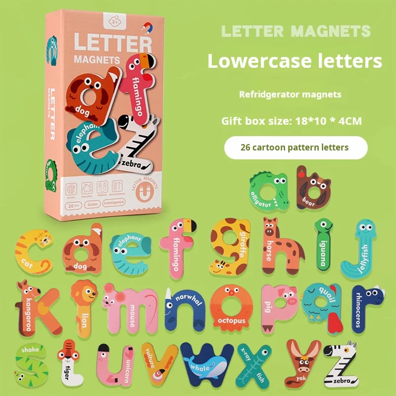 Kids Paper Magnetic Paste Lowercase Letters Animal Puzzle Puzzle Fun Training Color Abnormity Sticker Game For Gifts