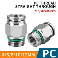 PC PNEUMATIC Quick Connector 304 สแตนเลสสตีล G ด้าย M5 M6 1/8 "1/4" 3/8 "1/2" BSP ด้ายภายนอกท่อน้ําแก๊ส CONNECTOR 2