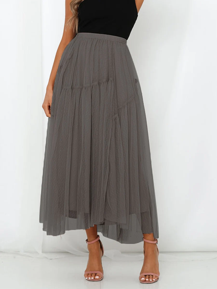 WomensFashionCasualLongSkirtsFloralPrintElasticHighWaist