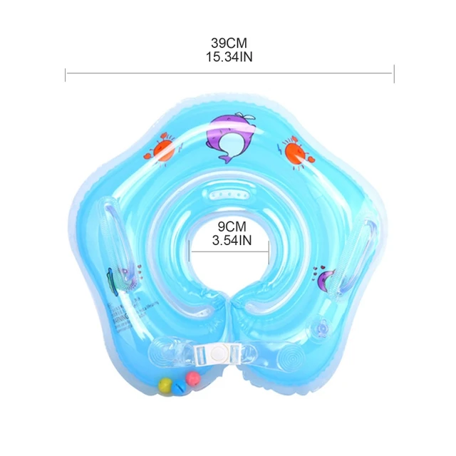 4 Colors Safety Baby Swimming Neck Ring with Bells Cartoon Infants Bathing Circle Summer Inflatable Water Floating Accessories 5