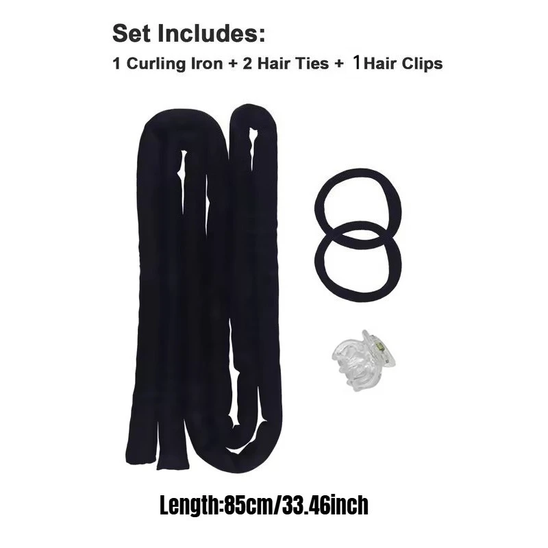 0.8M/0.85M/1M Heatless Curling Rod Headband Set No Heat Rollers Soft Hair Curlers Lazy Silk Curls Sleeping Headband Ties Styling