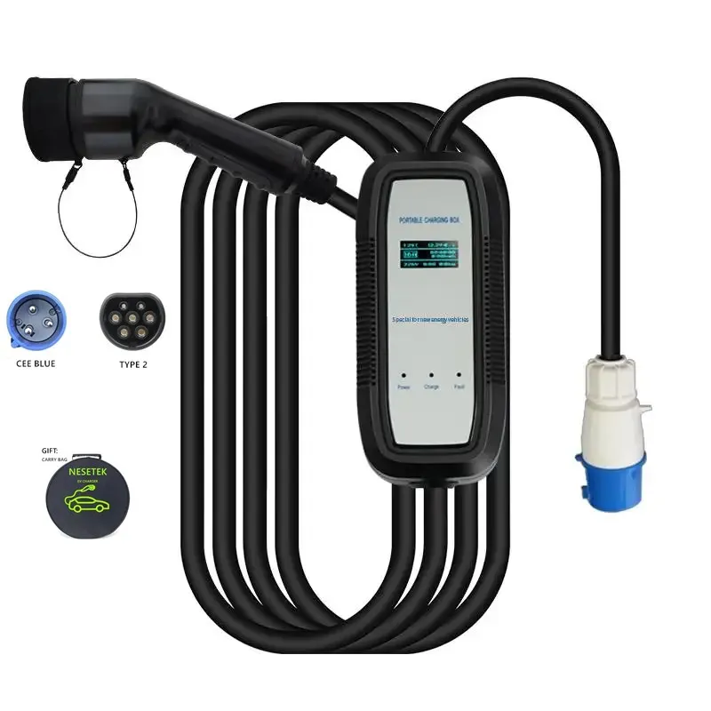 Caricabatterie Rapido Ev Tipo 2 32A Cavo Di Ricarica Evse Per Auto Cee Plug Controller Wallbox Per Veicoli Elettrici