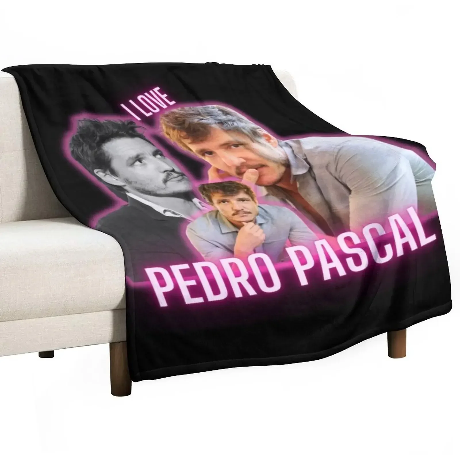 

I Love Pedro Pascal Cursed Fan Collage Throw Blanket Soft Summer Beddings Thermals For Travel Blankets