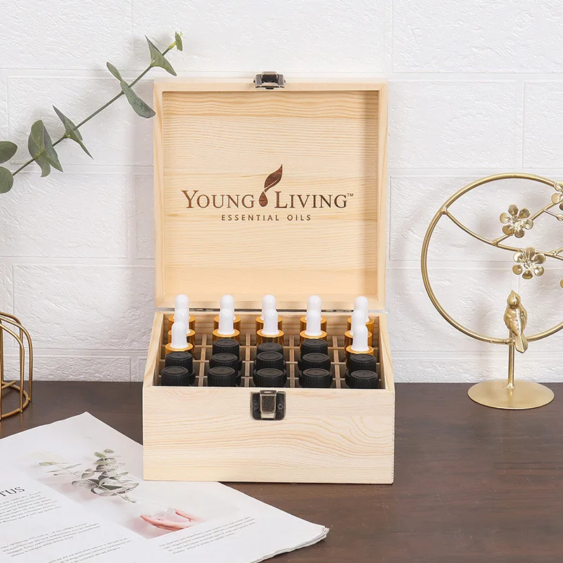 

Деревянная коробка для хранения ювелирных изделий, органайзер с 25 отделениями для эфирных масел