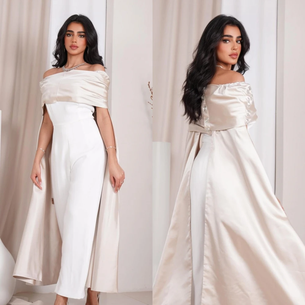 Jiayigong  Jersey Draped Pleat Graduation A-line Off-the-shoulder Bespoke Occasion Gown Midi Dresses Saudi Arabia