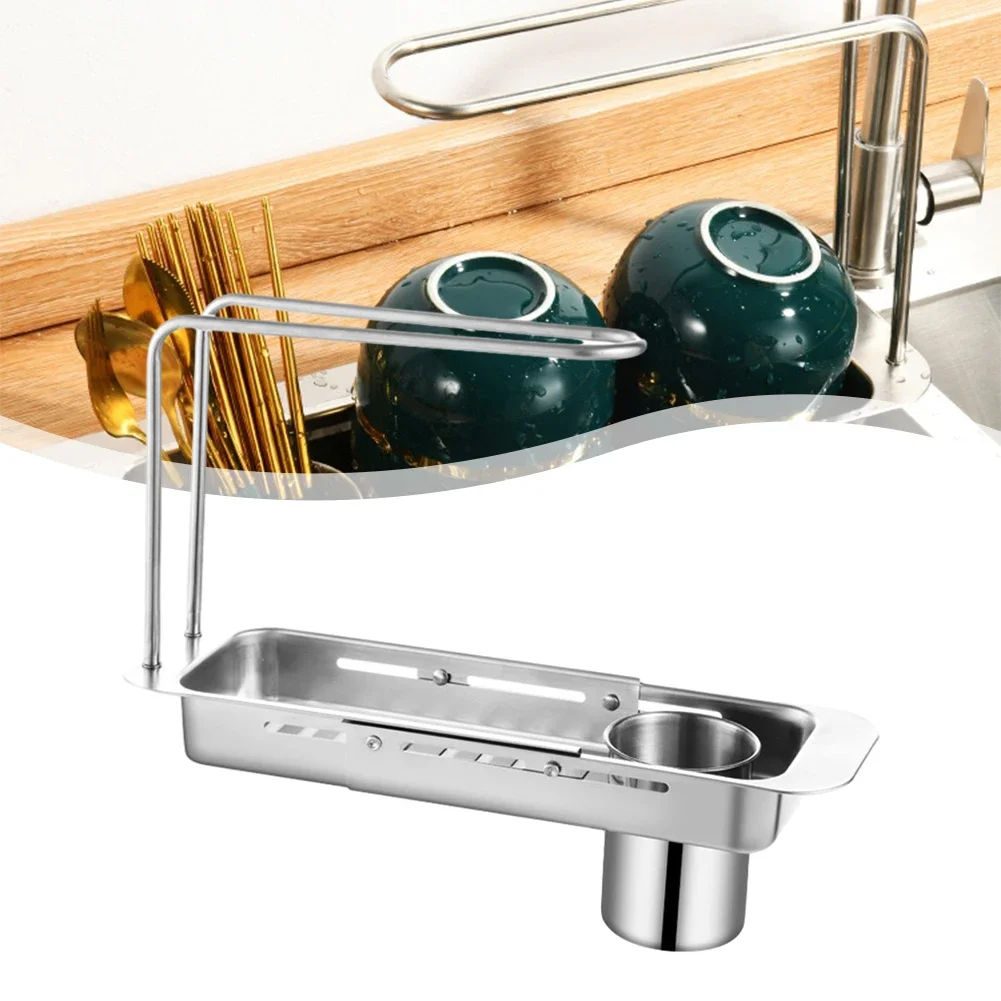 

Shelf Soap Hanger Sink Rack With Drainer Telescopic Organizer Kitchen Basket Holder Towel Drain Gadgets Sponge