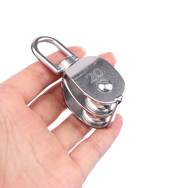 Stainless Steel Pulley Single Wheel Swivel Lifting Rope Pulley Block Tool Sliver