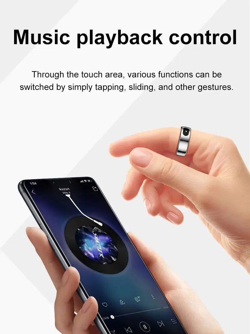 R08 Smart Ring voor mannen en vrouwen met aanraakbediening, gezondheidsmonitor, IP68 5ATM waterdicht, huidtemperatuurmeting, nieuwe slimme ring_voghion.com